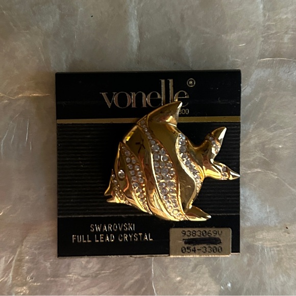 Swarovski Jewelry - Rare Swarovski Gold AngelFish Brooch with Crystals